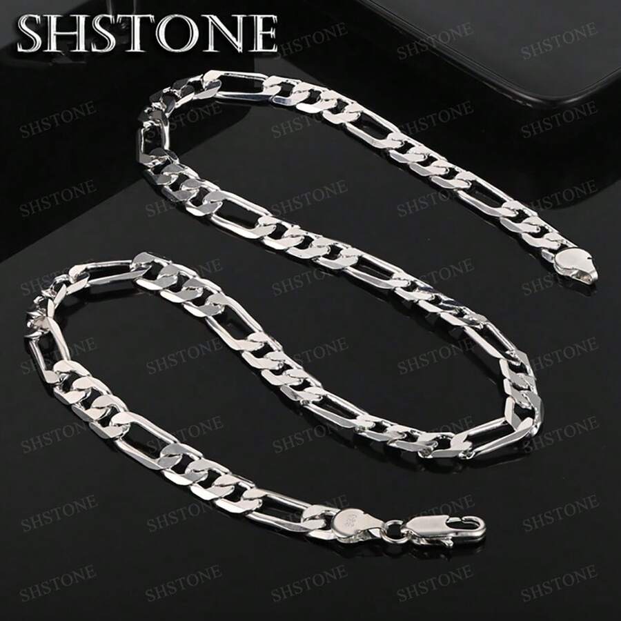 Classic Cuban Chain Men Necklace Width 2/4/6/8/10/12 MM 925 Sterling Silver Necklace Hip Hop Punk Thick Chain 40-75cm Necklace For Men Women Jewelry