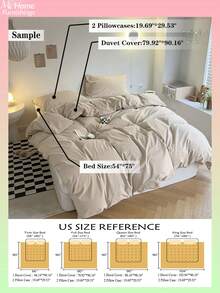 3 件套米色床上用品套装，1 个羽绒被套和 2 个枕套，柔软舒适的纺织品，亲肤，多种颜色可选，适合宿舍房间，简约时尚的家居装饰，柔软舒适的卧室床上用品，可水洗套装，无需填充物 - 卡其色 - 查看 3