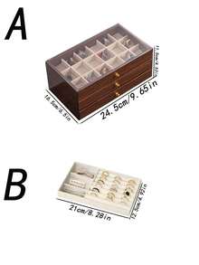 1pc, 7 Compartments 5 Layers Velvet Jewelry Box Drawer-Style Jewelry Box Ring Box Earring Storage Box Drawer-Style Jewelry Storage Box,3 Layers Clear Plastic & Velvet Drawers Jewelry Storage Box