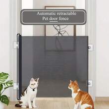 1 Easy-To-Install And Retractable Black PVC Pet Door - Automatically Closes Safety Fence Without Drilling, Indoor And Outdoor Dog And Cat Isolation Fence, Suitable For Stairs, Doors, Rooms, Simple Design, No Need To Drill For Installation, Sturdy Structure, Special For Apartment Pets