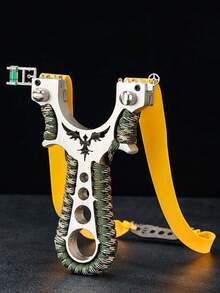 1 Set High Power New Slingshot For Outdoor Hunting, Includes Slingshot And Rubber Bands (Rubber Arrow Color Is Random, No Infrared Sight Included, Please Refer To Actual Received Item)