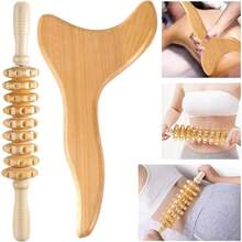 1pc Wooden Massage Tool For Body Relaxation, Can Be Used For Massaging Muscles Of Abdomen, Legs, Back, Neck, Shoulders, Waist To Relieve Tension, Wooden Scraping Gua Sha Massage Tool, Suitable As Holiday Gift For Friends - Beige - View 10