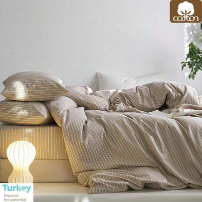 3-Pieces Turkish Cotton Woven Duvet Cover Set | Duvet Cover And Pillowcase, Modern Bedding For Bedroom, 135*200,Cm, 150*200 Cm, 200*200 Cm, 200*220 Cm, 220*240 Cm