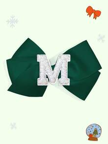 1pc 5-Inch 26pcs A-Z Pearl Letter Personalized Hair Clip For Girls, Ponytail Holder, Suitable For Holiday Party, School Graduation, First Day Of School, Classroom - Dark Green - View 10