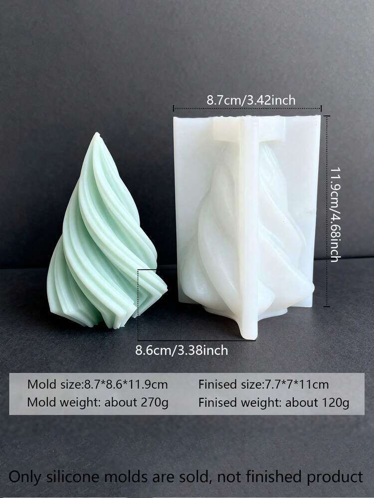3D螺旋锥圣诞树蜡烛模具 - 几何硅胶模具，适用于树脂、肥皂、香薰蜡烛、DIY粘土工艺品、石膏装饰 - 白色 - 查看 12