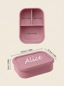 1 pieza Caja de almacenamiento de alimentos de silicona personalizada con patrón de nombre, vajilla personalizada, caja de cena portátil de un compartimento, caja de almacenamiento de tres compartimentos, caja de almacenamiento colorida, artículos esenciales para el hogar, conveniente y ordenada, regalos navideños