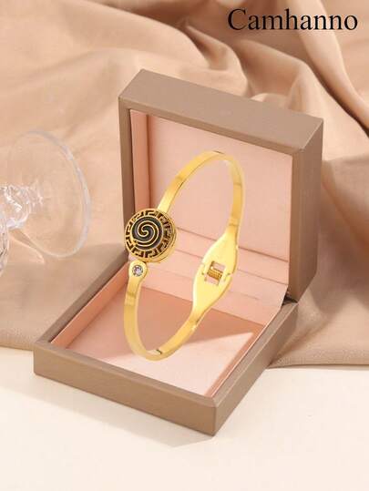 Camhanno 1 سوار مطلي بالفولاذ المقاوم للصدأ بتصميم حلزوني أنيق ومميز، مناسب للمناسبات والحفلات والتنقلات اليومية، هدية ممتازة لتعزيز مظهرك. هدية أنيقة وفاخرة للأمهات والصديقات والحبيبات