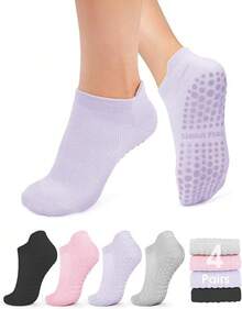 Medias cortas-Negro+Rosa+Púrpura claro+Gris