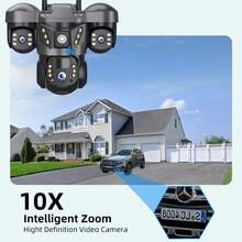 15MP Wifi 太阳能摄像机 4G SIM 卡户外三屏 IP 摄像机 PIR 夜视 CCTV 家庭安全监控 V380 Pro 摄像机 - 黑色 - 查看 8