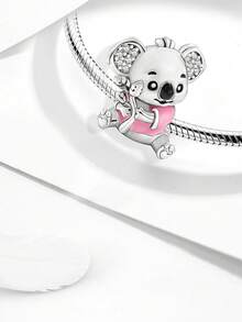 1 peça de pingente de contas de prata esterlina 925 faça você mesmo com pingentes de animais fofos para mulheres, joias, pulseiras e colares, acessórios para fabricação de joias finas de prata esterlina 925 - Prata - Ver 2