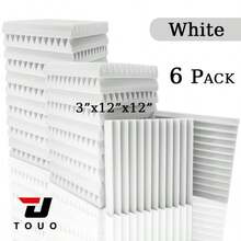 TOUO 三角槽吸音海绵 6-48 块高密度 12 英寸 X 12 英寸 X 1 英寸/2 英寸/3 英寸吸音海绵 8 色音乐工作室声学处理海绵垫隔音家居装饰