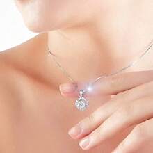 925 Silver Necklace 45cm With Round Light Point - Silver - View 8