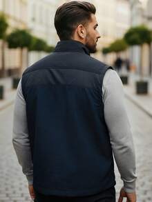 男士轻便户外实用背心，带拉链口袋 - 秋冬休闲无袖夹克