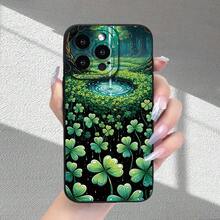 Beautiful Four-Leaf Clover Pattern Mobile Phone Case, Advanced Frosted Texture, New Hot Selling, Full Camera Protection, Shockproof, Anti-Fall, Anti-Fingerprint, Suitable For IPhone 16/15/14/13/12/11/X/XR/XS/8/7/SE Mini Plus Pro Max Series, Can Be Used As A Gift For Male And Female Friends - Style 1 (1PC) - View 2