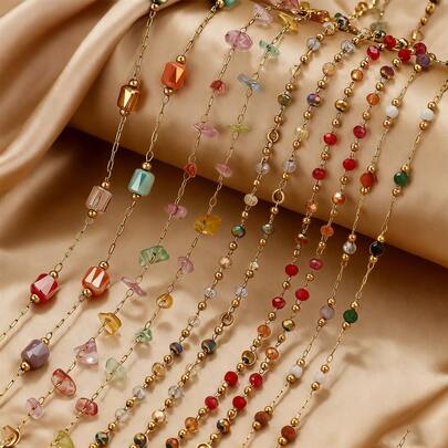 1M Stainless Steel Fashion Color Bead Chain Necklace Bracelet DIY Jewelry Making Women's Everyday Wear Stainless Steel Chain