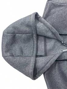 男士长袖羊羔绒内衬拉链连帽外套，保暖休闲百搭针织外套，秋冬季保暖内衬外套 - 灰色 - 查看 3