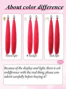 1件/2件装红色万圣节马尾假发，带拳击辫DIY马尾，弹性发圈，合成纤维扭辫马尾接发，万圣节假发 - 紅色 - 查看 7