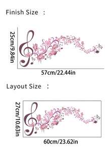 1 件墙贴音乐花朵音符装饰贴纸 PVC 贴纸可移除自粘易撕贴纸家居装饰让您的生活焕然一新节日装饰贴纸生日毕业礼物墙壁装饰房间装饰 - 彩色 - 查看 7