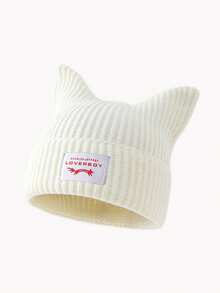 1pc Men's Unique Cat Ear Sewn Label Y2K Knit Beanie, Suitable For Autumn/Winter Warmth And Everyday Wear Winter Warm - A - View 25