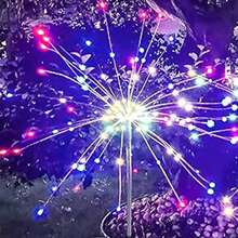 1/2/4 件太阳能烟花灯，60/120/240 LED 户外防水草坪灯，适用于花园、婚礼、派对、露台、节日装饰彩色太阳能灯 - 彩色 - 查看 13