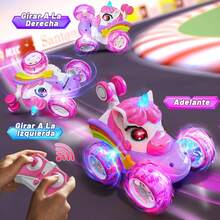 Carro de Control Remoto para Ni?as, Unicornio para Ni?as de 3-6 A?os, RC Juguetes de Unicornio Coche Control Remoto Recargable 4WD con Luces LED, Cumplea?os y Navidad Regalos para Ni?a de 3 4 5 6 A?os - negro - Ver 3