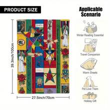 1pc Order Of Eastern Star Printed Flannel Blanket – Cozy And Soft – Ideal For Relaxing At Home, Office, Or Travel, Cozy Throw, Office Comfort, Vintage Design, Stylish Blanket, Warm Flannel, Plush Material, Lightweight Cover, Versatile Blanket, Frequent Travelers, Gift Idea - As the Picture - View 2