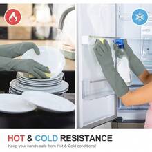 Reusable Rubber Cleaning Gloves, Non-Slip Dishwashing And Household Gloves (1 Pair) - Gray - View 5