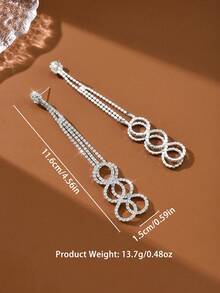 1 件奢华锆石蝴蝶女士耳夹，单流苏耳环，适合无耳洞耳朵，独特设计 - 銀色 - 查看 10