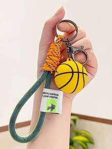 New Year Basketball Pendant, Sports Basketball Keychain, Bag Charm, Creative New Soft Rubber Basketball Keychain Accessory, Gift, Soft Rubber Sports Basketball Keychain, Mini Backpack Hanging Decoration, Fashionable Men, World Cup Basketball Keychain