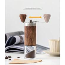 1pc In-Stock Manual Coffee Grinder With Wood Grain, Portable Hand Cranked Coffee Bean Mill Back To School