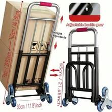 330 LB Heavy Duty Folding Trolley, Trolley Heavy Duty With Rope, Ergonomic Handle And 360° Rotary Wheel(6 Wheels), 28mm Diameter, Telescopic, For Stairs Use | For Weight Lifting, Material Transportation, Sturdy Construction - màu đen - Xem 8