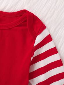 Infant Boys/Girls Letter Print Cute Christmas Long Sleeve Bodysuit With Hood Set, Spring/Autumn