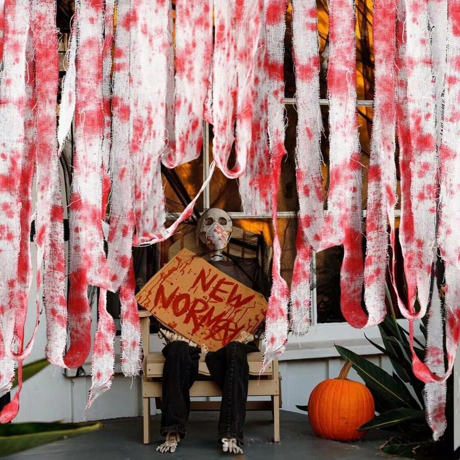 1pc 5M/10M/20M/30M/50M/60M Halloween Blood Cloth Decoration For Outdoor, Suitable For Halloween Indoor And Outdoor Party Supplies, Yard Tree Garden Halloween Party Decoration. Caution Tape Outdoor Supplies Props Thriller. (Color Is Randomly Dyed, Everything Is Subject To The Actual Product Received) (20M=2 Bags Of 10M) (30M=3 Bags Of 10M) (50M=5 Bags Of 10M) (60M=6 Bags Of 10M) Not In Rolls. OPP Bag Packaging