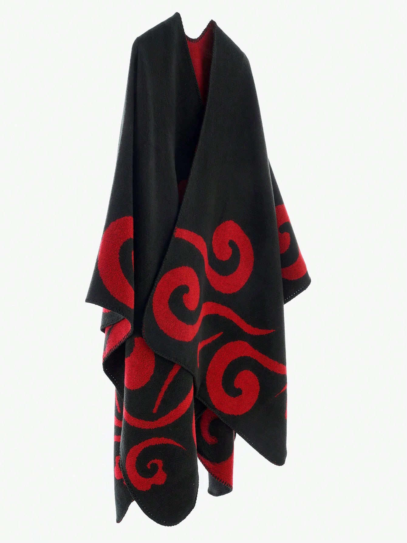 1 قطعة بونشو أنيق للنساء بطبعة الزهور والسحب، وشاح...