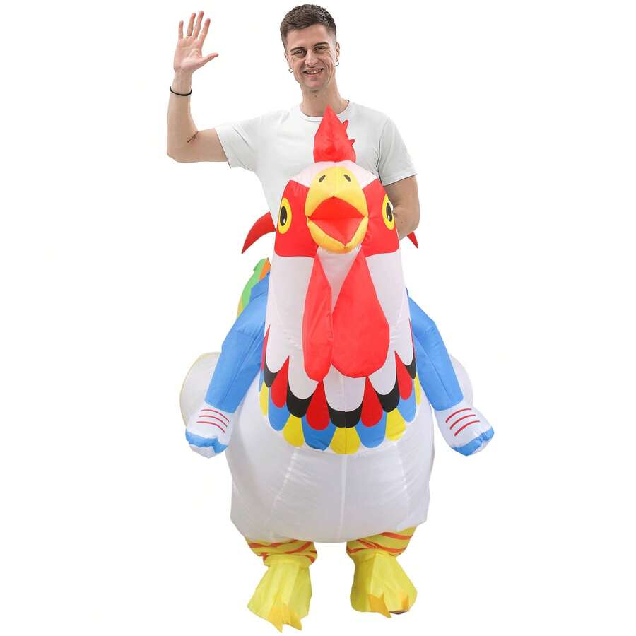 Custom Inflatable Rooster Costume Suit For 1.5-2m Height, Cartoon Character Cosplay Outfit, Inflatable Mascot Head - White - View 1