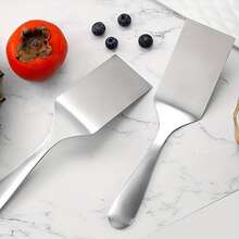 2pcs Stainless Steel Spatula Set - Baking Scraper, Flat Pancake Turner, Burger Flipper, Teppanyaki Spatula, Suitable For Tiramisu, Cookies, Pizza, Grilling, Pancakes, Multi-Functional Cooking Tools - Silver - View 7