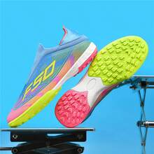 套穿式袜套鞋垫和无缝橡胶外底足球鞋 | 男士和青少年套穿式人造草坪足球鞋 | 适用于室内/室外训练的多地形足球/训练鞋 - 綠色 - 查看 2