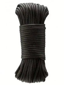 1pc 6mm Rope, Binding Equipment Rope, Outdoor Wear-Resistant Tent Pull Rope, Woven Nylon Rope Camping DIY Bracelet Outdoor Multipurpose, Tent Rope Survival Accessory Camping Supplies - Black - View 3