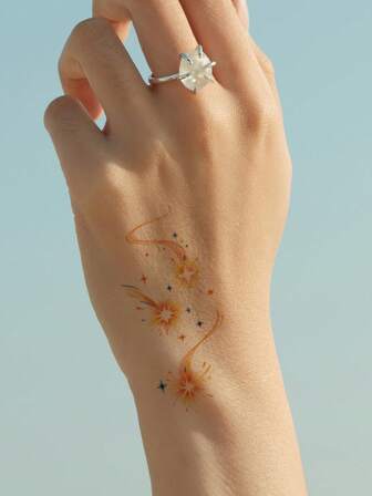 1pc Meteor Gleam Colorful Tattoo Stickers With Star Elements, Korean Style, Y2K, Kpop Style, Waterproof And Durable