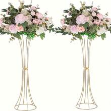 2pcs/Set Wrought Iron Electroplated Flower Stand, Wedding Aisle Decoration, Table Decoration, Home Decoration, Party Prop,Home Decor,Flower Vase,Centerpiece,Table Decor Gifts Birthday Graduation Room Decor Glass Vase