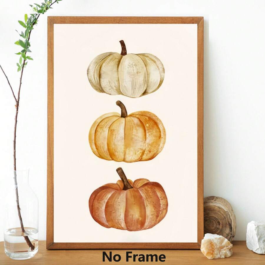 1 pièce Citrouille d'automne charmante, peinture décorative moderne sans cadre, affiche imprimée, canevas imperméable, convient pour la maison, le bureau, la chambre, le salon, le bureau, la salle de bain, le bar, l'art mural et la décoration d'intérieur, cadeau de fête idéal
