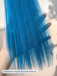 5pcs Blue Hair Clips Extensions, Women Synthetic Fiber Wigs, Can Match Various Hairstyles Without Going To Salon, Suitable For Daily Use And Parties