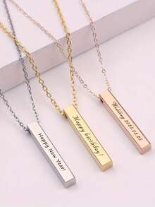 1 Stück individuell gestaltbare Halskette, rechteckiger Edelstahl-Anhänger, optional 1-4 seitige Gravur, unisex Name & spezielle Bedeutung graviert, Modezubehör, Jahrestags-Geschenk, Herbstmode, einzigartiges Geschenk für Ihn und Sie, Pullover-Kette, einzigartiges Ideal-Geschenk für ihn, Familie, Freunde, Tochter, Großeltern, Freund, für Jahrestage, Geburtstage, für den täglichen Gebrauch, Valentinstag