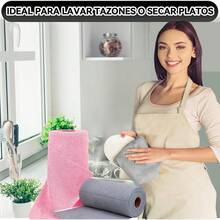 Rollo de Toallas de Microfibra, Paquete de 50, Rollo Microfibra, 25 x 25, Paños de Limpieza de Microfibra, Reutilizable, Ultraabsorbentes, para Coche, Hogar, Cocina (Gris) - rosa - Ver 1