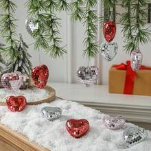 12 piezas Juego de adornos de bolas de Navidad, decoraciones colgantes para el árbol de Navidad brillantes, bolas de adorno de colores, decoraciones colgantes con forma de corazón, adecuadas para Navidad, Halloween, bodas, San Valentín y Año Nuevo, ideales para decoración de fiestas en el hogar y regalos de celebración, decoraciones navideñas, decoración de escenas navideñas, decoraciones navideñas para el hogar, regalos de Navidad, decoración navideña - Multicolor - Ver 1