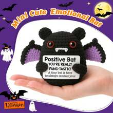 1pc Bat Hand-Woven Plush Doll Ornaments With Encouraging Words Can Be Given As Small Gifts To Friends And Family. Lovely Plush Doll Gift Design And Encouraging Words Are Very Warm And Sweet! These Lovely Dolls Will Always Be Your Friends, And They Will Make You Feel Relaxed And Happy! Home And Desk Decorative Ornaments Cute Knitted Ornaments Are Very Suitable For Home Living Room And Desk
