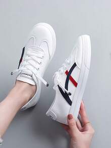 女士休闲运动鞋，平底户外跑步鞋，春秋季 - 藍色 - 查看 2