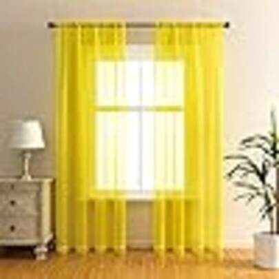2 PIEZAS Cortinas de voile transparente con bolsillo para barra, tipo para ventana y puerta corrediza, fácil de colgar