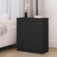 Sideboards 2 Pcs Black 30x30x70 Cm Engineered Wood - Black - View 2