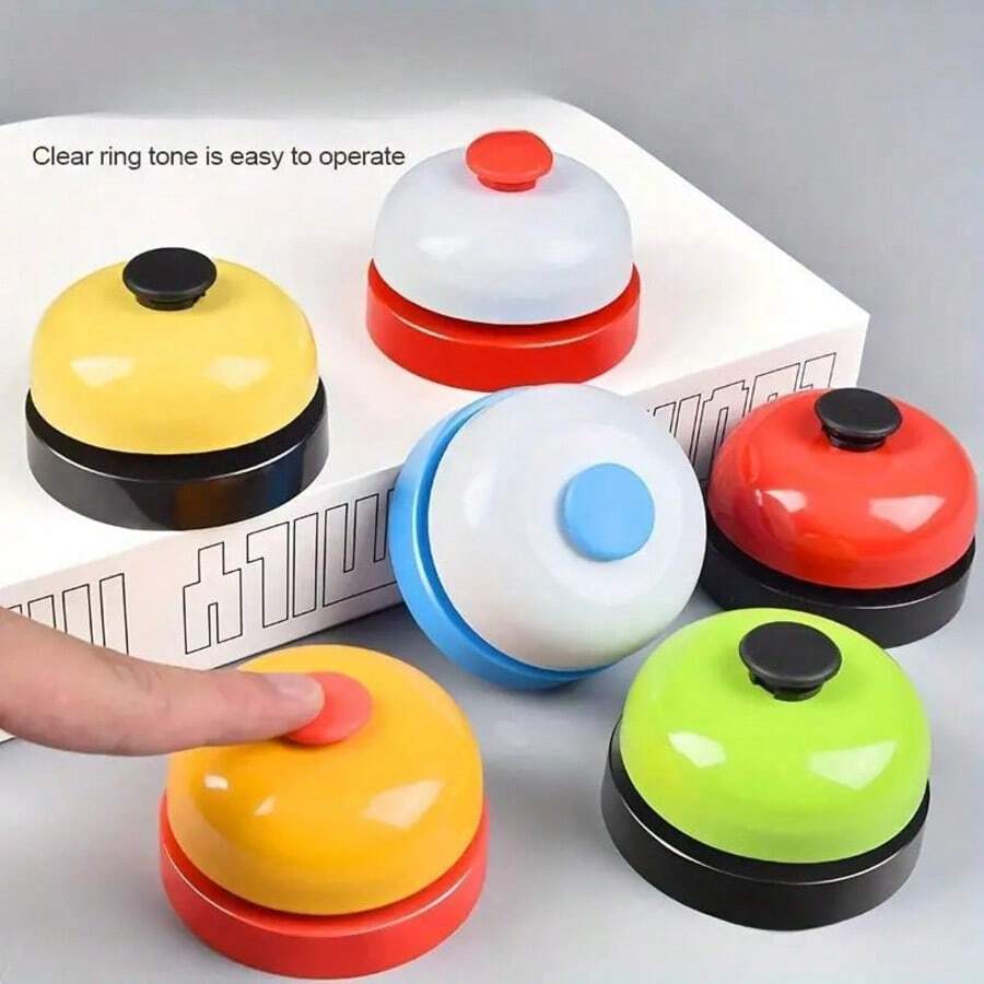 Set Of Modern Metal Handbells, Various Colors, No Electricity Required, Uncharged, Without Battery, For Classroom, Kitchen, Restaurant, Bar, Table Games, Pet Training And Interactive Entertainment